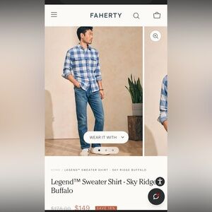 Faherty Blue and White Checkered Shirt